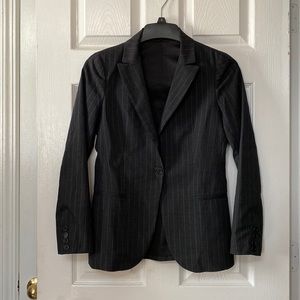 THEORY Pinstripe Stripe Grey Wool Tailored Blazer